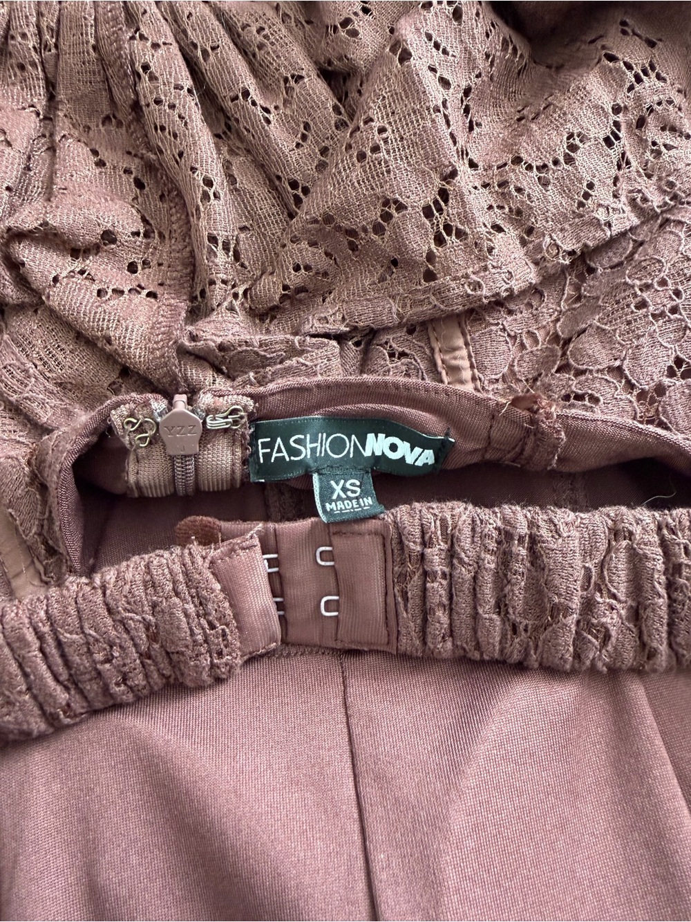 Brown Lace Ruffle Mini Dress - Picture 9 of 9